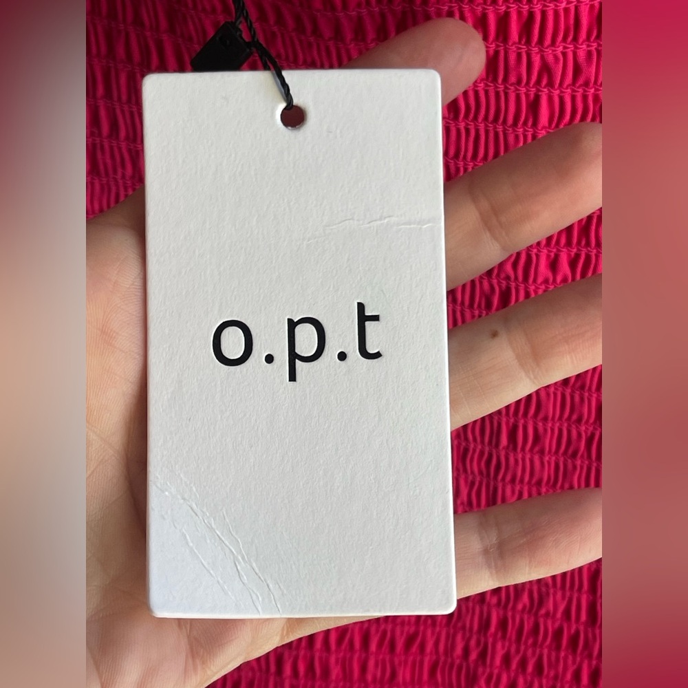 o.p.t. One Pretty Time NWT Ruffled Pink Strap and Square Smocked Top - Picture 2 of 8